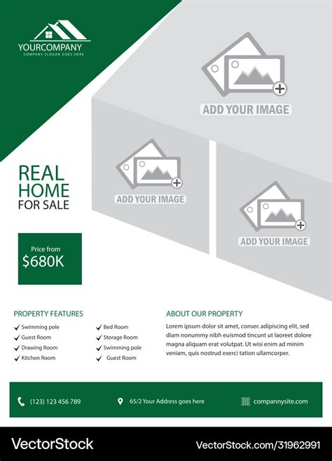 Real Estate Flyer Template Royalty Free Vector Image