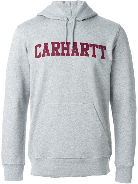 Carhartt Logo Print College Hoodie In Gray For Men Lyst