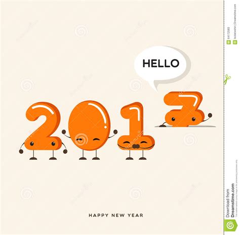 Happy New Year 2017 Greeting Cardfunny Cartoon Number Stock Vector