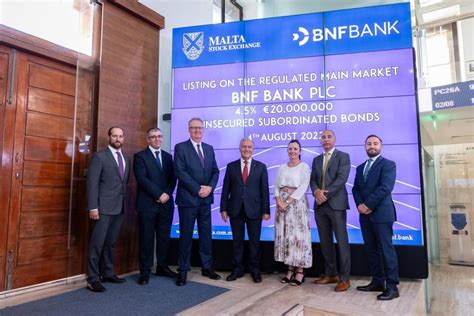 Bnf Bank Marks Listing On Mse With Ringing Of The Bell Ceremony Malta