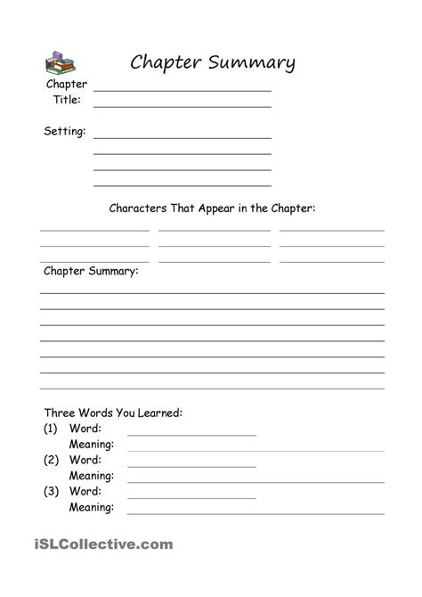 Chapter Summary Chapter Summary Reading Summary Worksheet Book