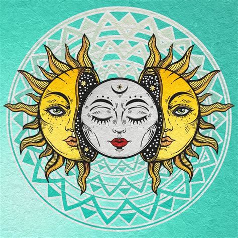Recolor Sun And Moon Drawings Moon Art Hippie Art