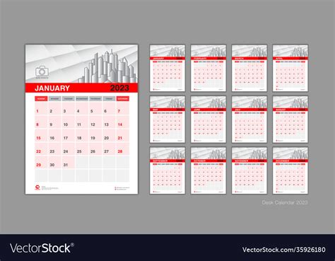 Desk Calendar 2023 Template Set Calendar 2023 Vector Image