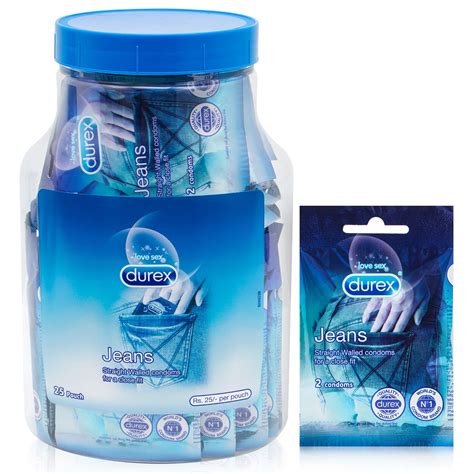 Buy Durex Jeans Condoms Jar 50 Condoms 25 Pouches Online At Low