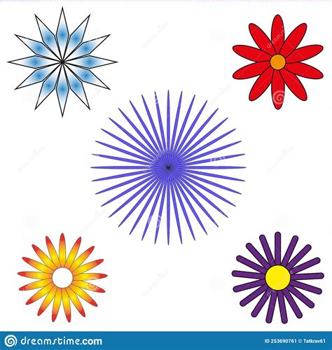Set Of Cartoon Flowers Vector Illustration Stock Image Stock Vector