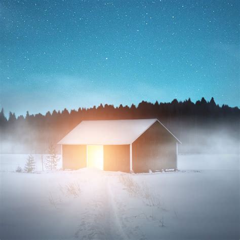 Wooden House In Snow Ipad Pro Wallpapers Free Download
