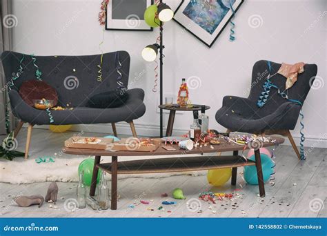 Messy Living Room Interior Stock Photo Image Of Apartment 142558802