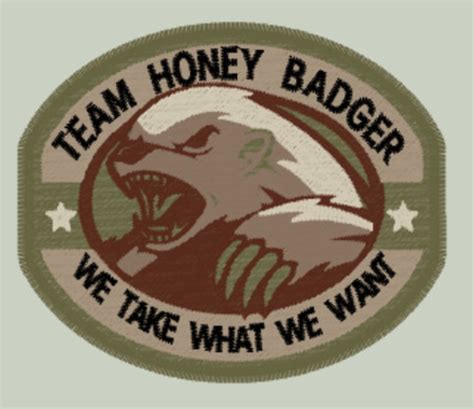 Team Honey Badger Embroidery Design File Etsy