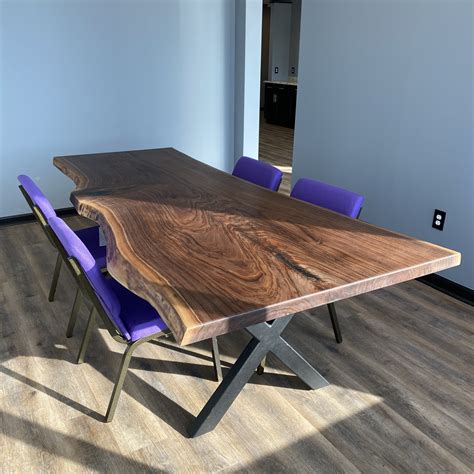 8 Live Edge Walnut Table Made From A Single Slab Lancaster Live Edge