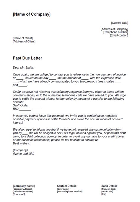 Past Due Letter Examples