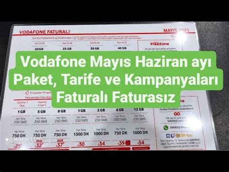 Vodafone Mayıs Haziran ayı Paket Tarife ve Kampanyaları Faturalı