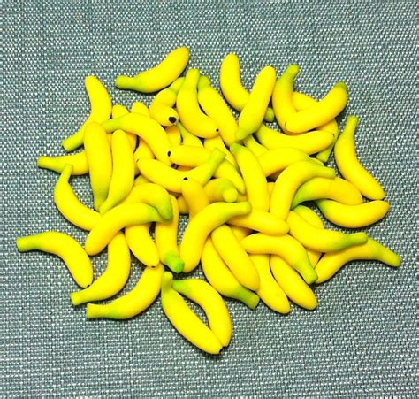 20 Miniature Bananas Fruit Clay Polymer Fruits Supply Cute Etsy