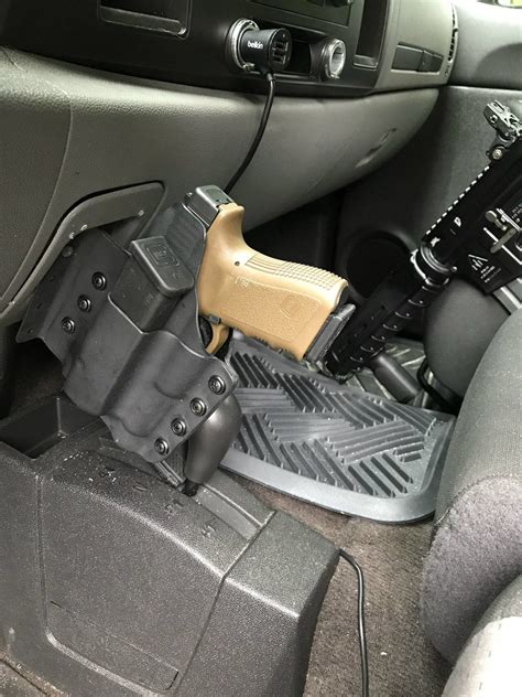 Car Gun Holster With Lock Locking Holster Mounted In The Console Of
