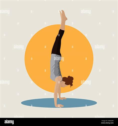 Girl Doing A Handstand Vector Illustration Stock Vector Image And Art Alamy