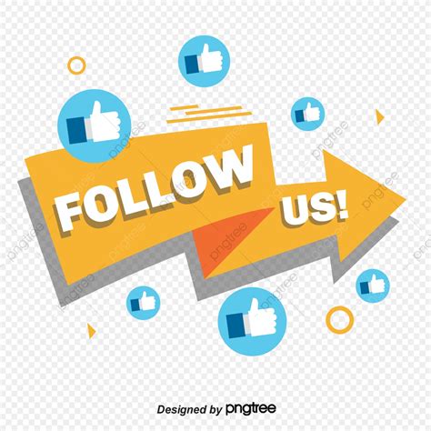 The Yellow Arrow Points The Follow Us Tag, Follow Us, Geometric, Label PNG and Vector with ...