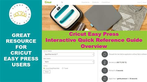 Cricut Easy Press Interactive Quick Reference Guide Overview Youtube