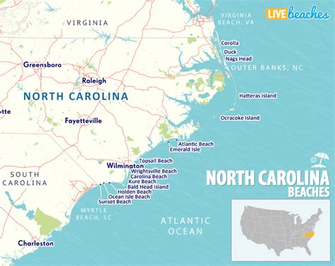 Map Of North And South Carolina Beaches Carmon Allianora