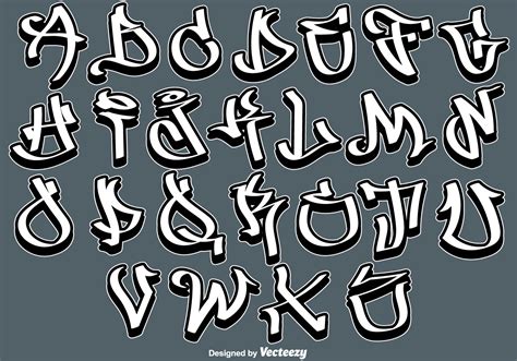 Vector Graffiti Alphabet Letters Stickers 150552 Vector Art At Vecteezy