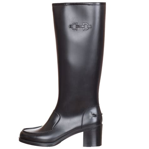 Salvatore Ferragamo Womens Black Knee High Rubber Rain Boots
