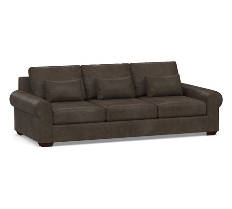 Big Sur Roll Arm Leather Deep Seat Grand Sofa Polyester Wrapped