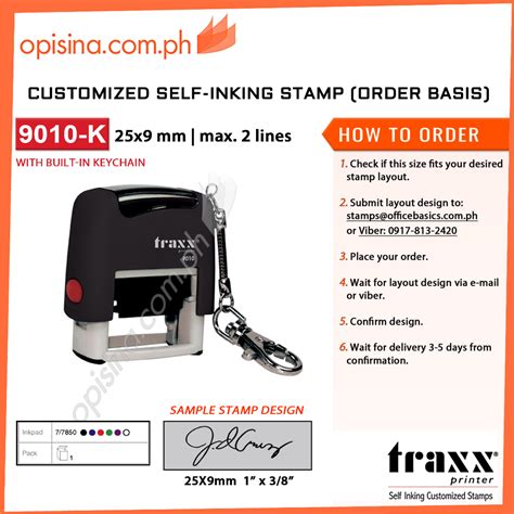 Traxx Customized Self Inking Stamp 9010 K 9x25 Mm Shopee Philippines