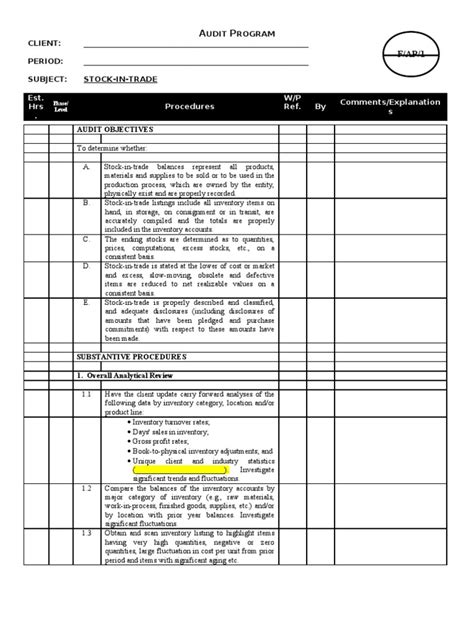 Stock Verification Inventory Audit