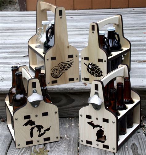 Beer Holder Beer Caddy Six Pack Beer Wooden Beer Tote Beer Carrier 6