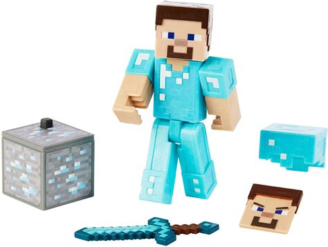 Boneco Minecraft Steve Armadura De Diamante Diamond Armor Ri Happy