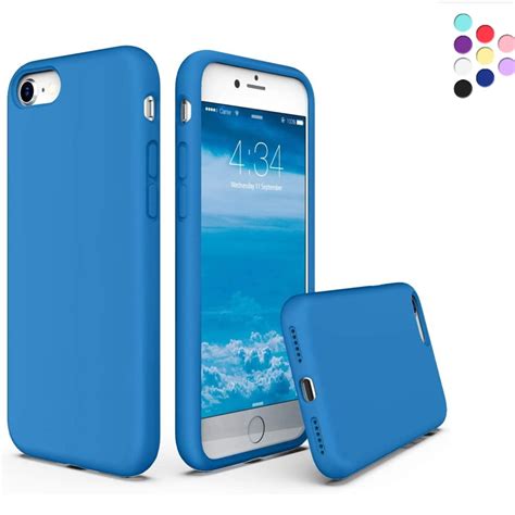 silicone case for iphone se and iphone 8 and iphone 7 liquid silicone phone case aqua blue