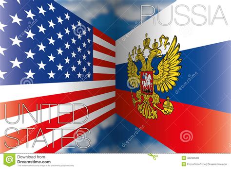 United States Usa Vs Russia Flags Stock Illustration - Image: 44228580