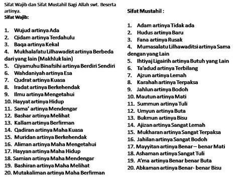 Dengan mengenali 20 sifat wajib dan 20 sifat mustahil allah, sebagai umat islam kita dapat lebih menguatkan keimanan terhadap allah swt. Sifat Mustahil Bagi Allah - Sumber Informasi
