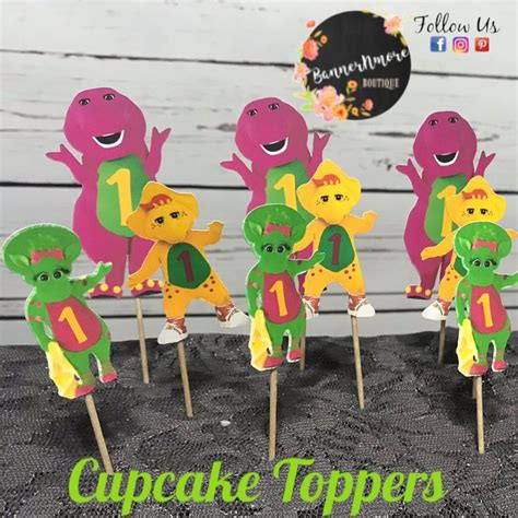 Barney The Dinosaur Themed Cupcake Toppers Happy 21st Birthday