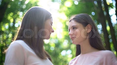 Two Lesbians Looking Seductively At Each Other Intimate Moment Lgbt Rights Stock Image
