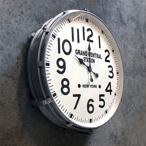 Large Industrial Metal Wall Clock Grand Central Station Ny 30