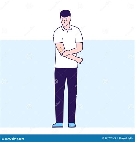 Guy With Skin Rash Vector Illustration Dermatological Diseases Itchy
