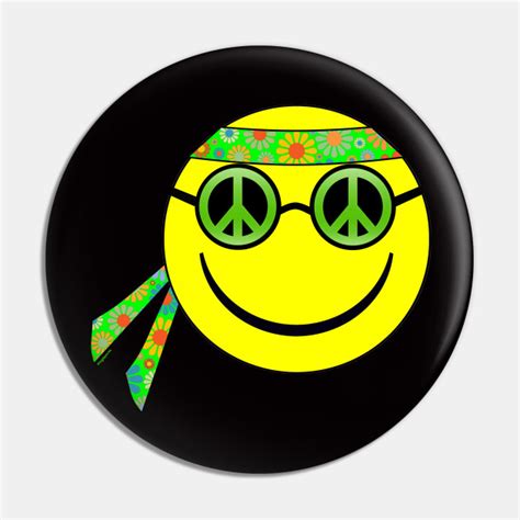 Smiley Hippie Peace Sign Sunglasses Flower Headband Peace Sign Pin Teepublic