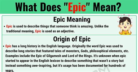 Epic Meaning What Does The Popular Term Epic Mean • 7esl Words