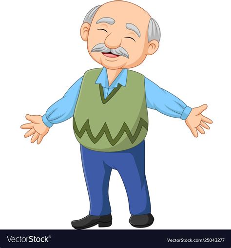 Cartoon Happy Senior Elderly Old Man Royalty Free Vector Dibujar