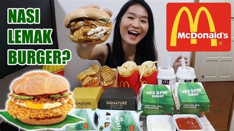 In nasi lemak, the anchovies are lightly fried. MCDONALD'S MUKBANG • Nasi Lemak Burger, Buttermilk Crispy ...