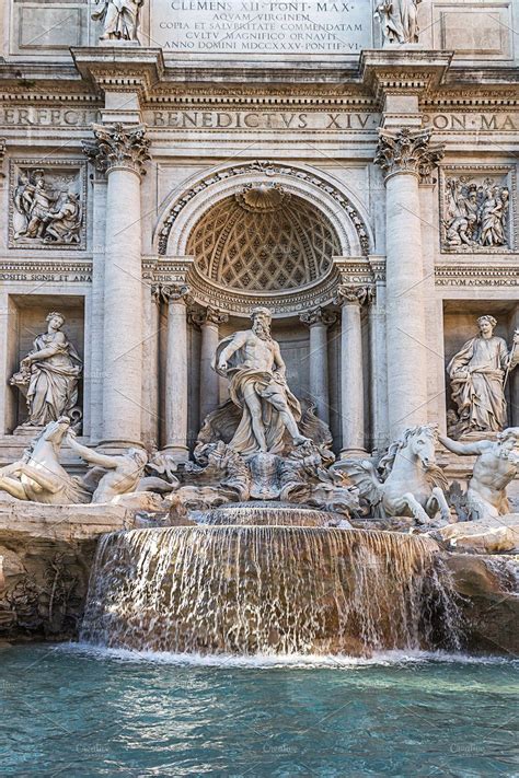 View Of The Famous Trevi Fountain Containing Ancient Architecture And