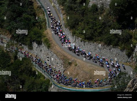 The Pack Climbs Lacets De Montvernier During The Eleventh Stage Of The