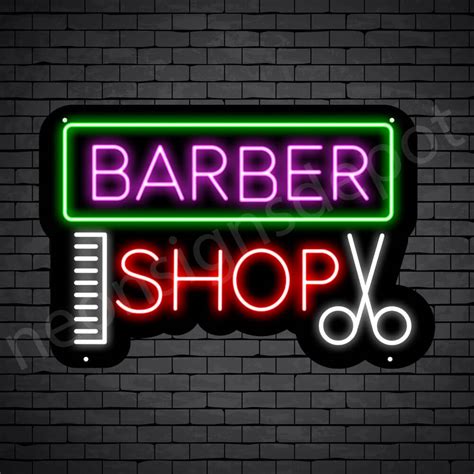 Barber Neon Sign Barbershop Comb And Cut Neon Signs Depot