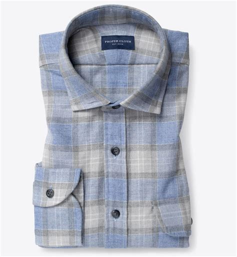 Blue And Grey Plaid Cotton And Wool Flannel By Proper Cloth