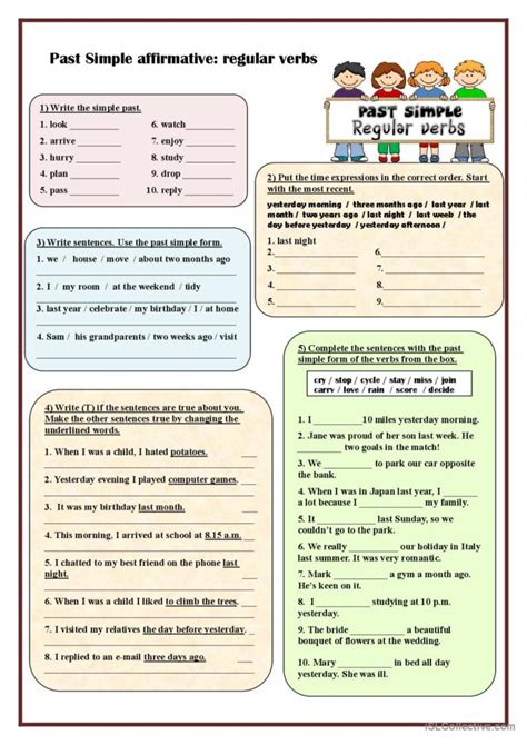 Past Simple Tense Regular Verbs Affirmative Worksheet Riset