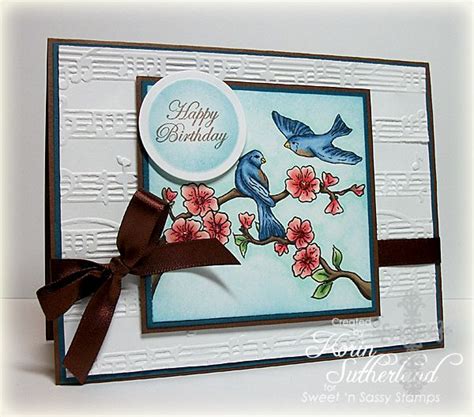 Sweet N Sassy Stamps Used Springtime Sparrows And Forest Silhouettes