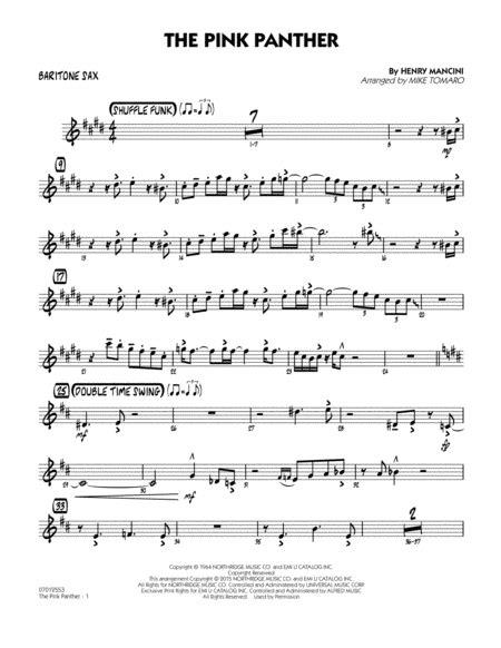 The Pink Panther Arr Mike Tomaro Tenor Sax 1 Free Music Sheet