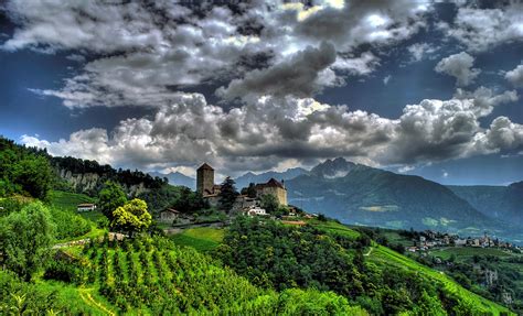 Italy Castle Mountains Panorama Landscape Village Wallpaper 2048x1242