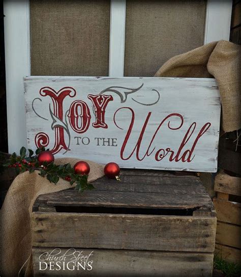 Hand Painted Christmas Sign Joy To The World Wooden Sign Etsy