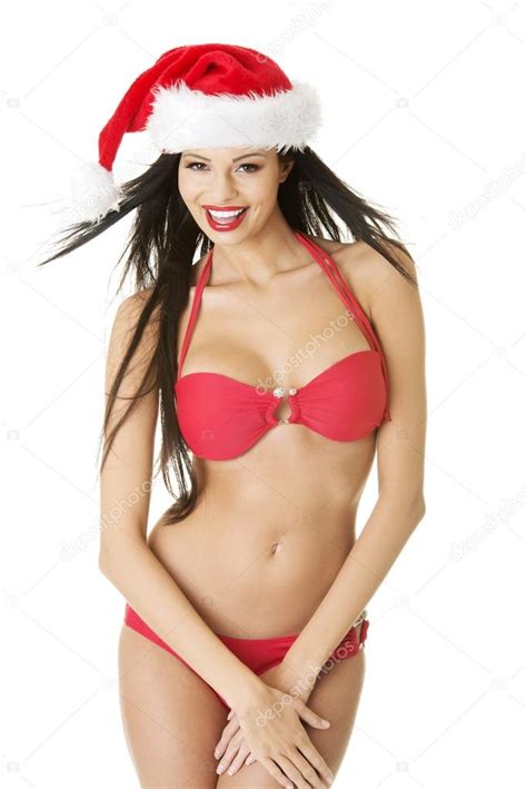 Sexy Weihnachtsmann Helferin Im Bikini Stockfotografie Lizenzfreie Fotos Piotr Marcinski
