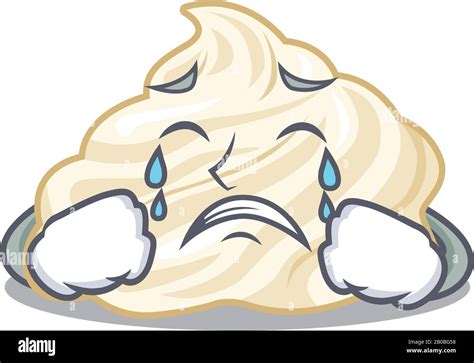 Whipped Cream Cartoon Character Concept With A Sad Face Stock Vector